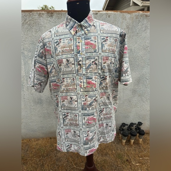 RARE VTG Reyn Spooner Dietrich Varez Men's XL Shirt Hawaiian Market Maui Lobster - Picture 1 of 4